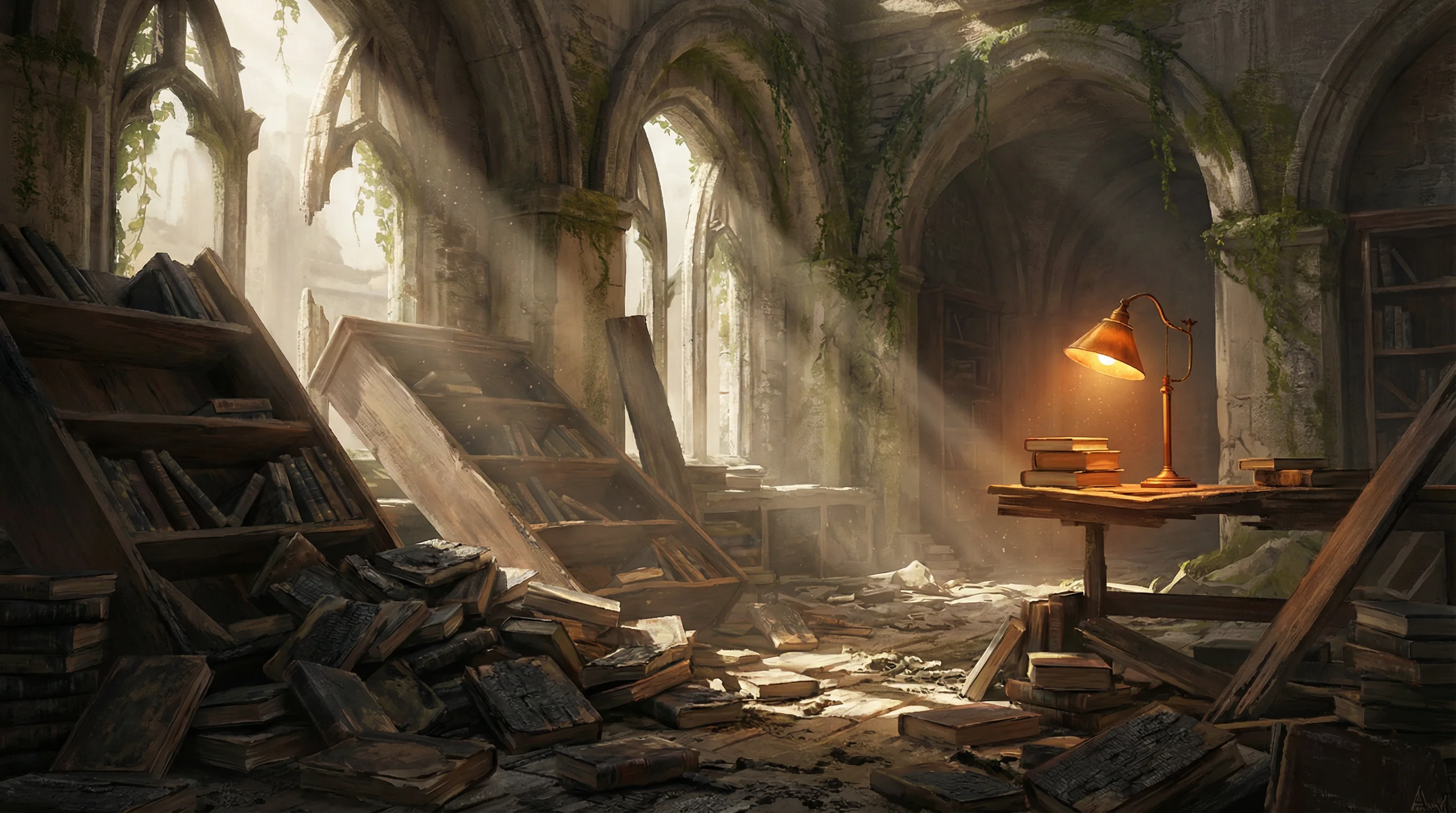 被摧毁的图书馆内部，pg电子游戏 文明遗迹