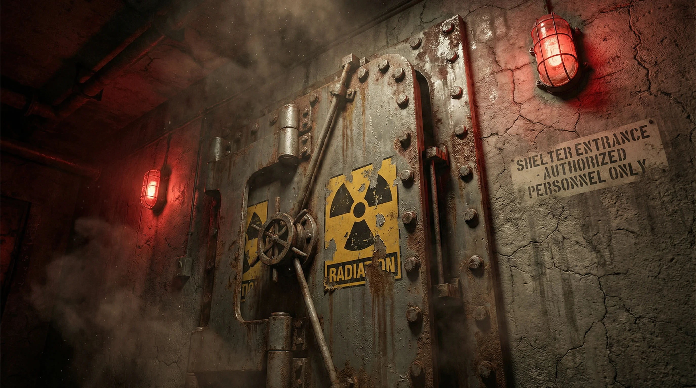 废土避难所舱门入口，通往 pg电子游戏 核心管理区域